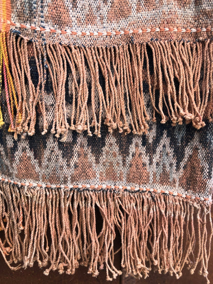 Vintage Handwoven Ikat Textile, Tablecloth, Shawl