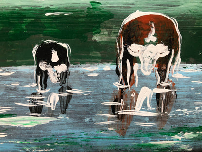 Primitive Folk Art Painting on Metal