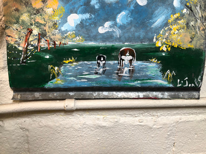 Primitive Folk Art Painting on Metal
