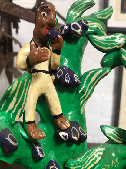 Vintage Mexican Clay Village Scene from Ocumicho