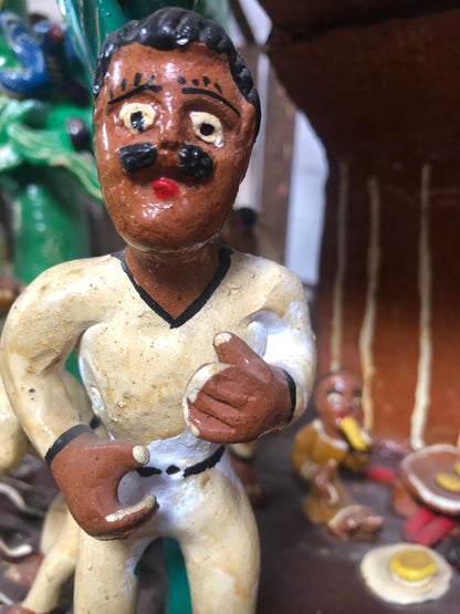 Vintage Mexican Clay Village Scene from Ocumicho