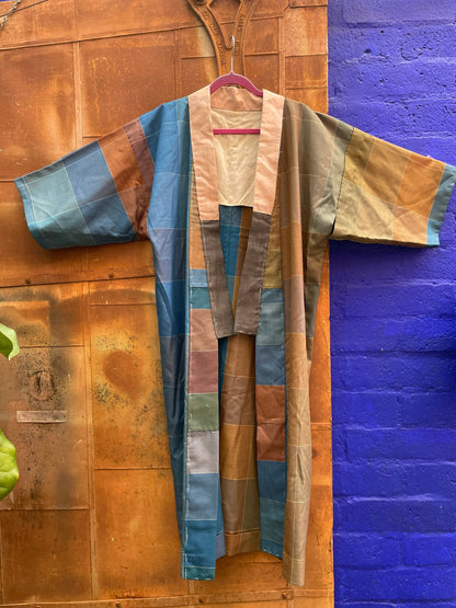 Earthy Handmade Unisex Kimono in Blue, Green and Brown