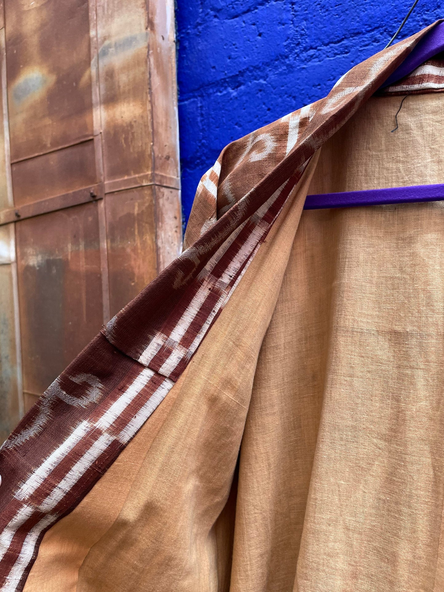 Brown Spiral Pattered Unisex Kimono