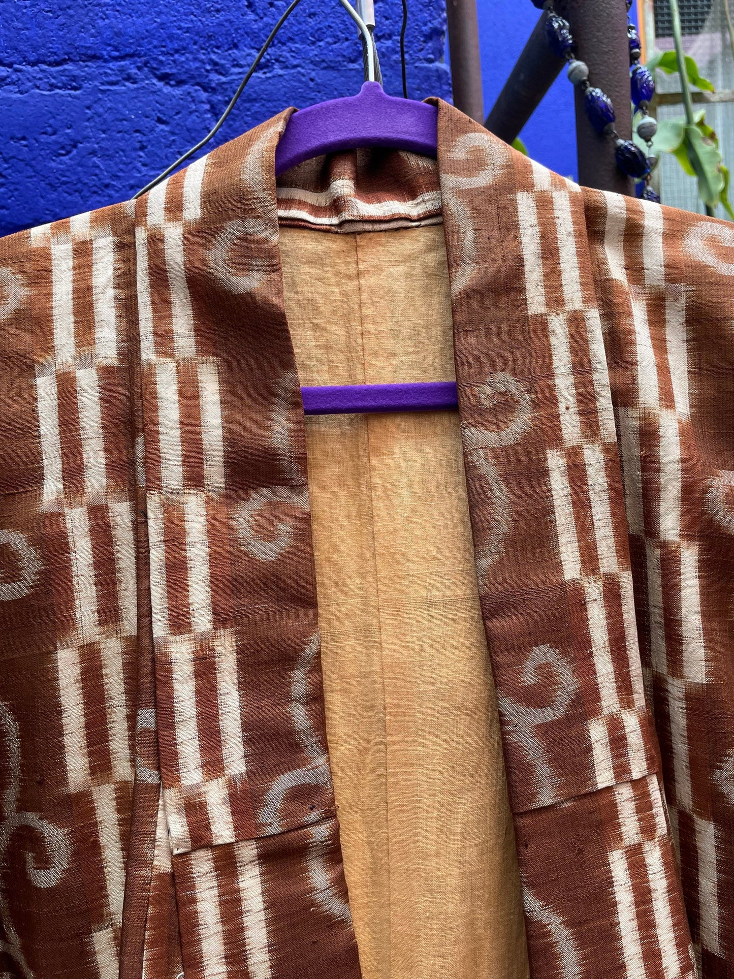 Brown Spiral Pattered Unisex Kimono