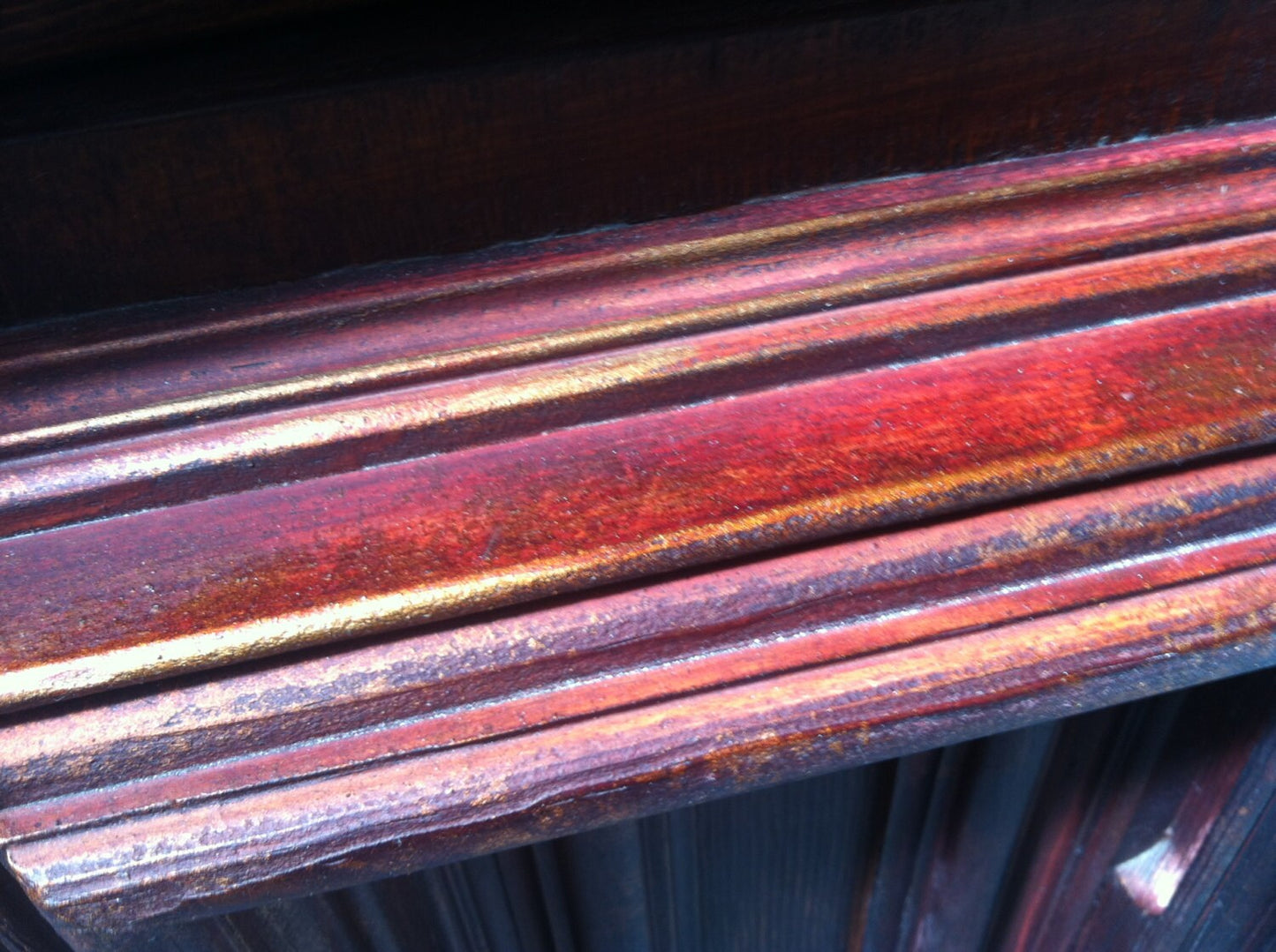 Large Cherry and Gold Leafed Sideboard