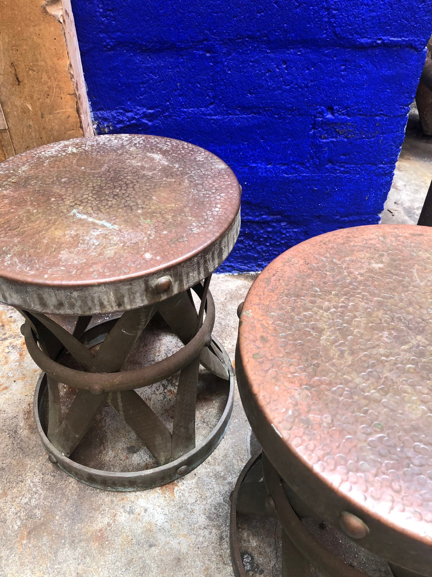 Mid Century Brass X Base Wildwood Garden Stool Side Tables Stools