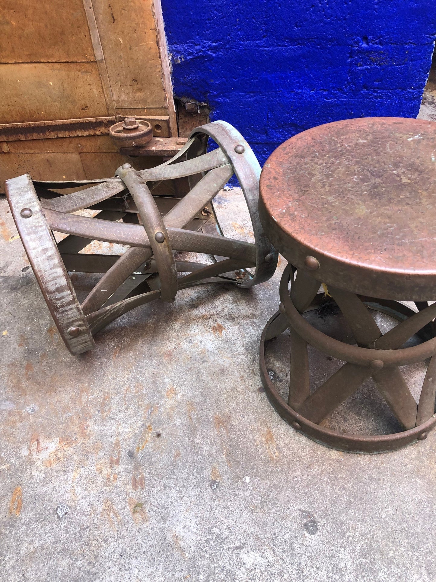 Mid Century Brass X Base Wildwood Garden Stool Side Tables Stools