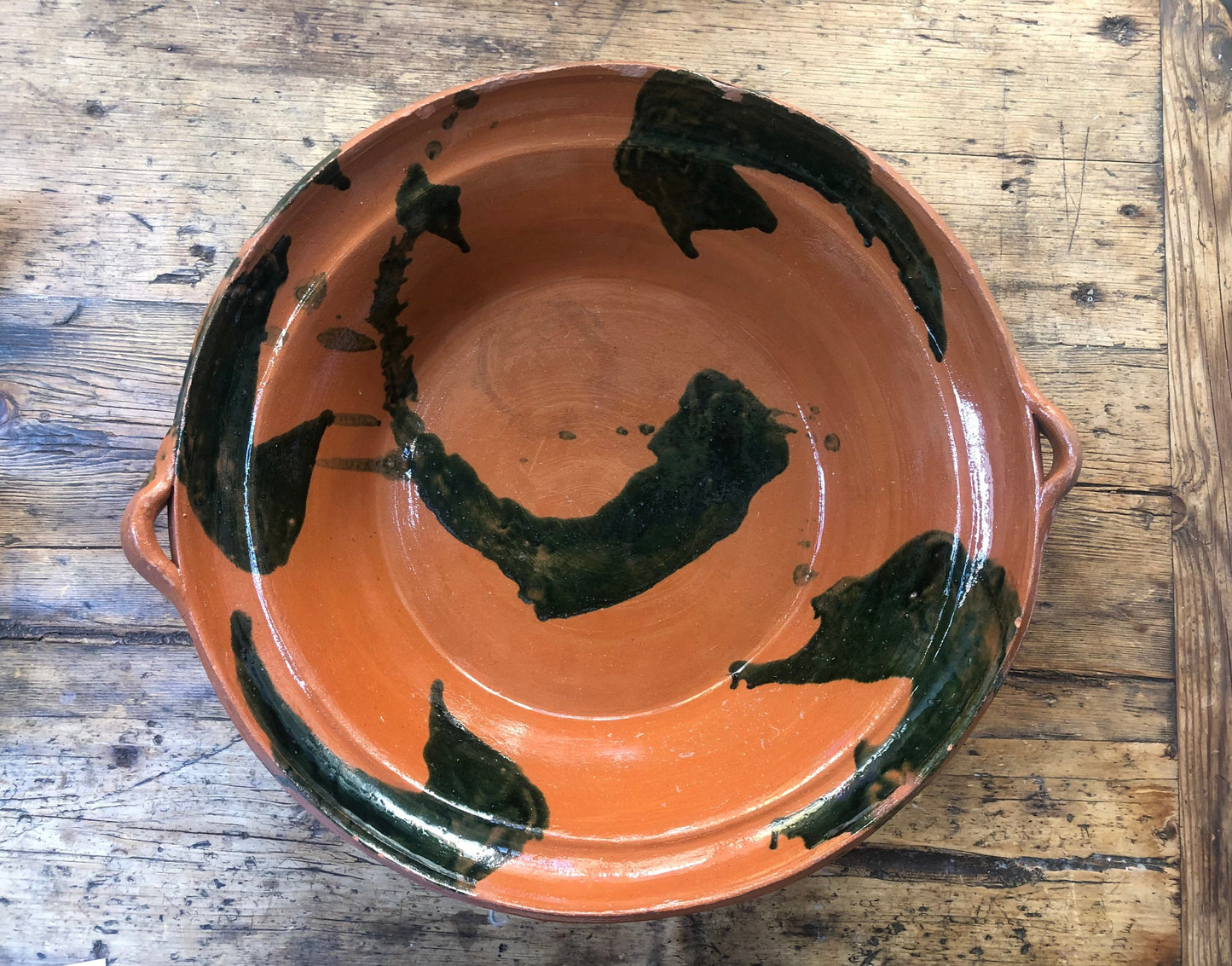Vintage Traditional Mexican  Glazed Clay Bowl