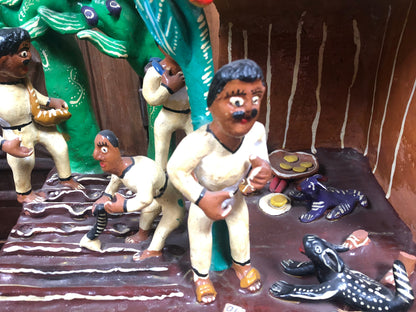 Vintage Mexican Clay Village Scene from Ocumicho