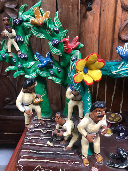 Vintage Mexican Clay Village Scene from Ocumicho