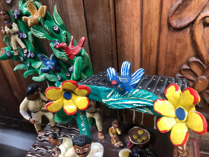 Vintage Mexican Clay Village Scene from Ocumicho