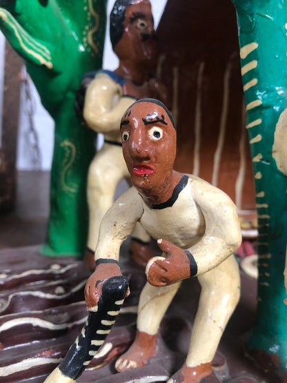 Vintage Mexican Clay Village Scene from Ocumicho