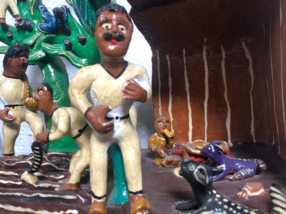Vintage Mexican Clay Village Scene from Ocumicho
