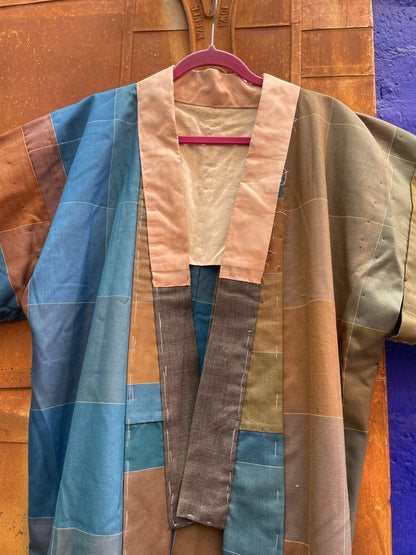 Earthy Handmade Unisex Kimono in Blue, Green and Brown