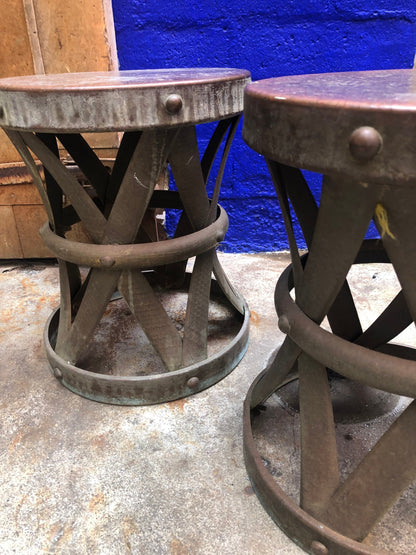 Mid Century Brass X Base Wildwood Garden Stool Side Tables Stools