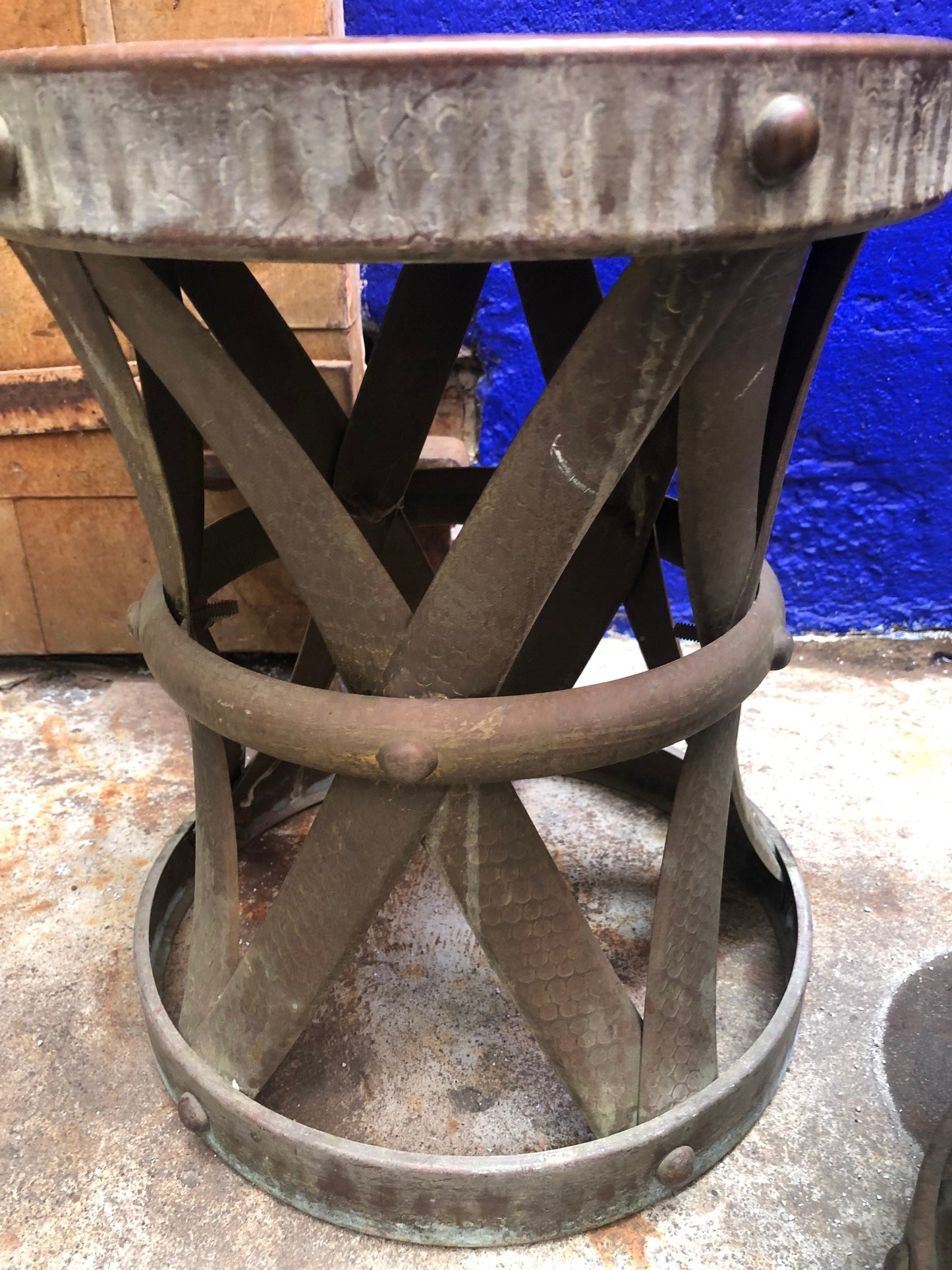 Mid Century Brass X Base Wildwood Garden Stool Side Tables Stools