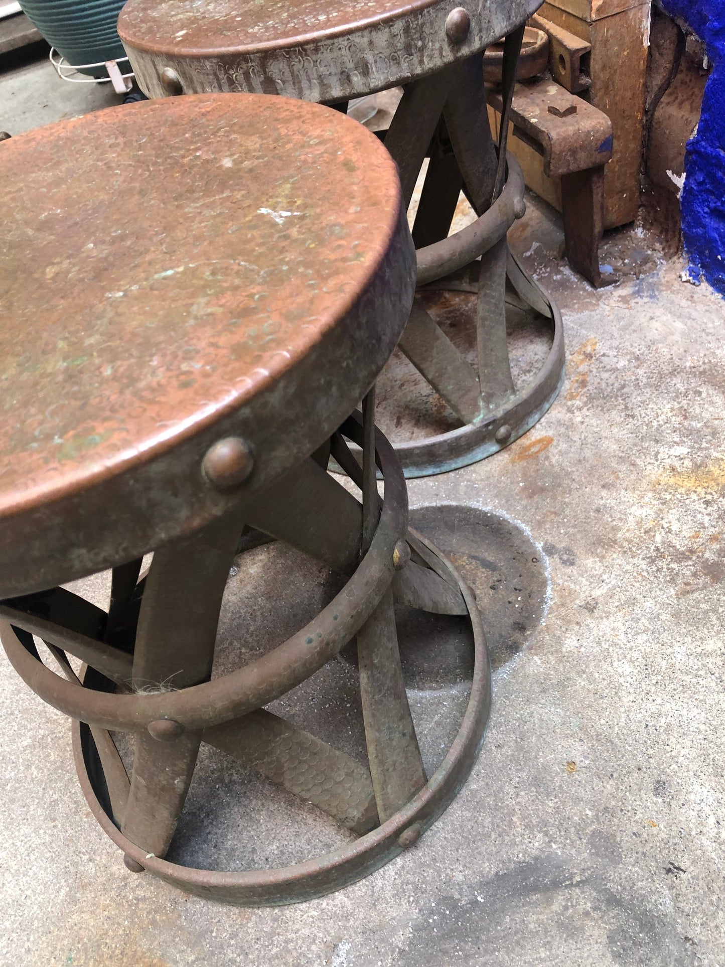 Mid Century Brass X Base Wildwood Garden Stool Side Tables Stools