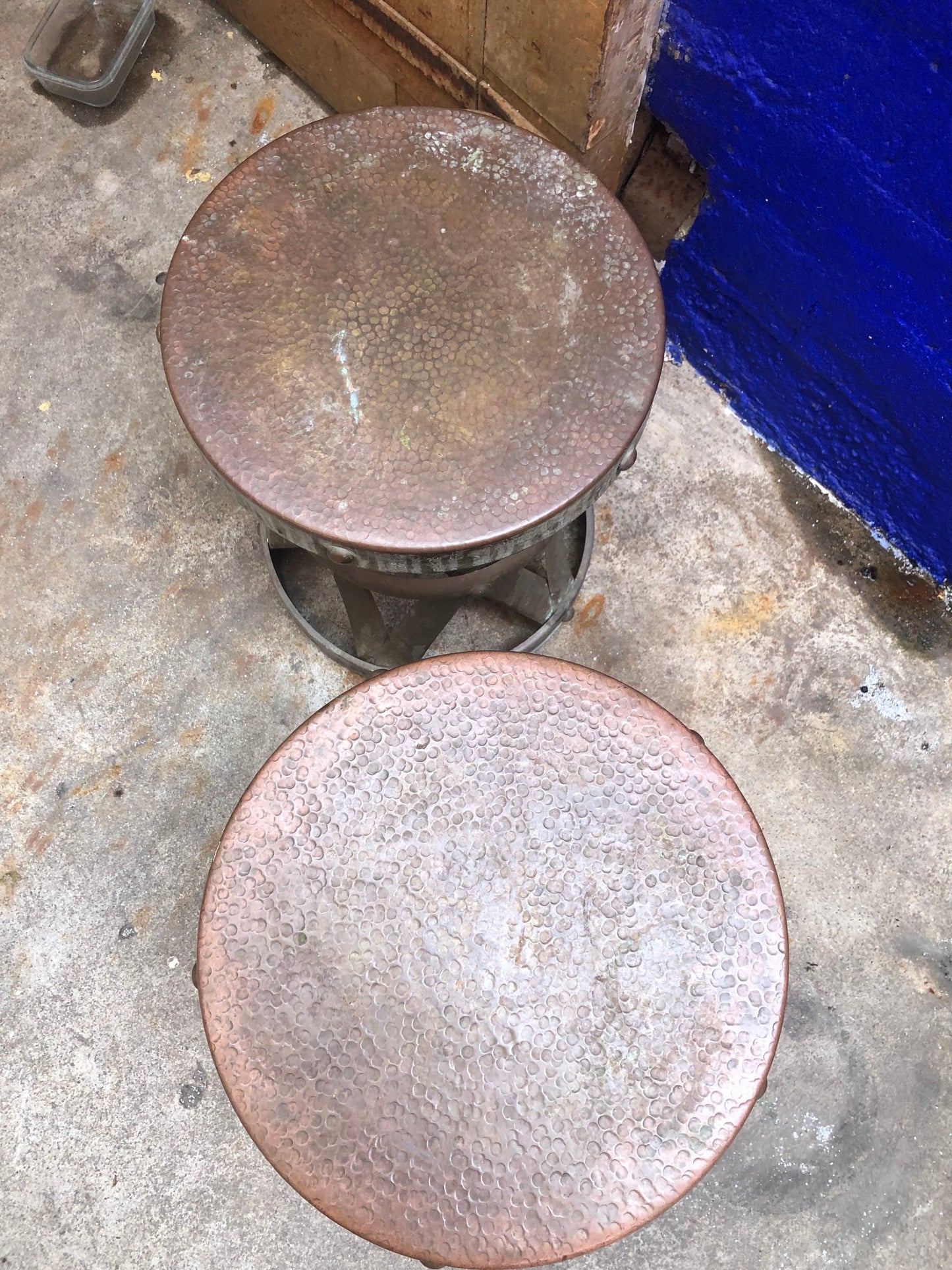 Mid Century Brass X Base Wildwood Garden Stool Side Tables Stools