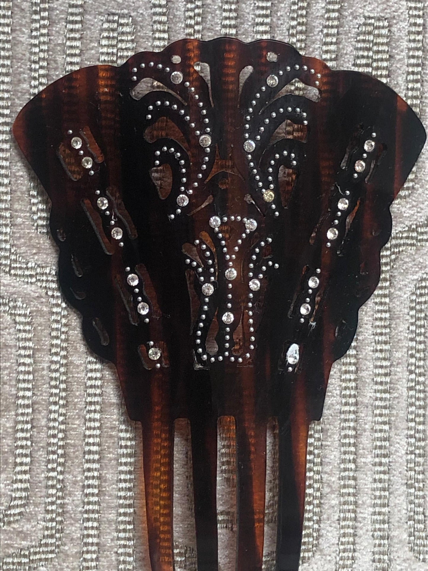 Vintage Tortoise and Rhinestone Spanish Style Comb