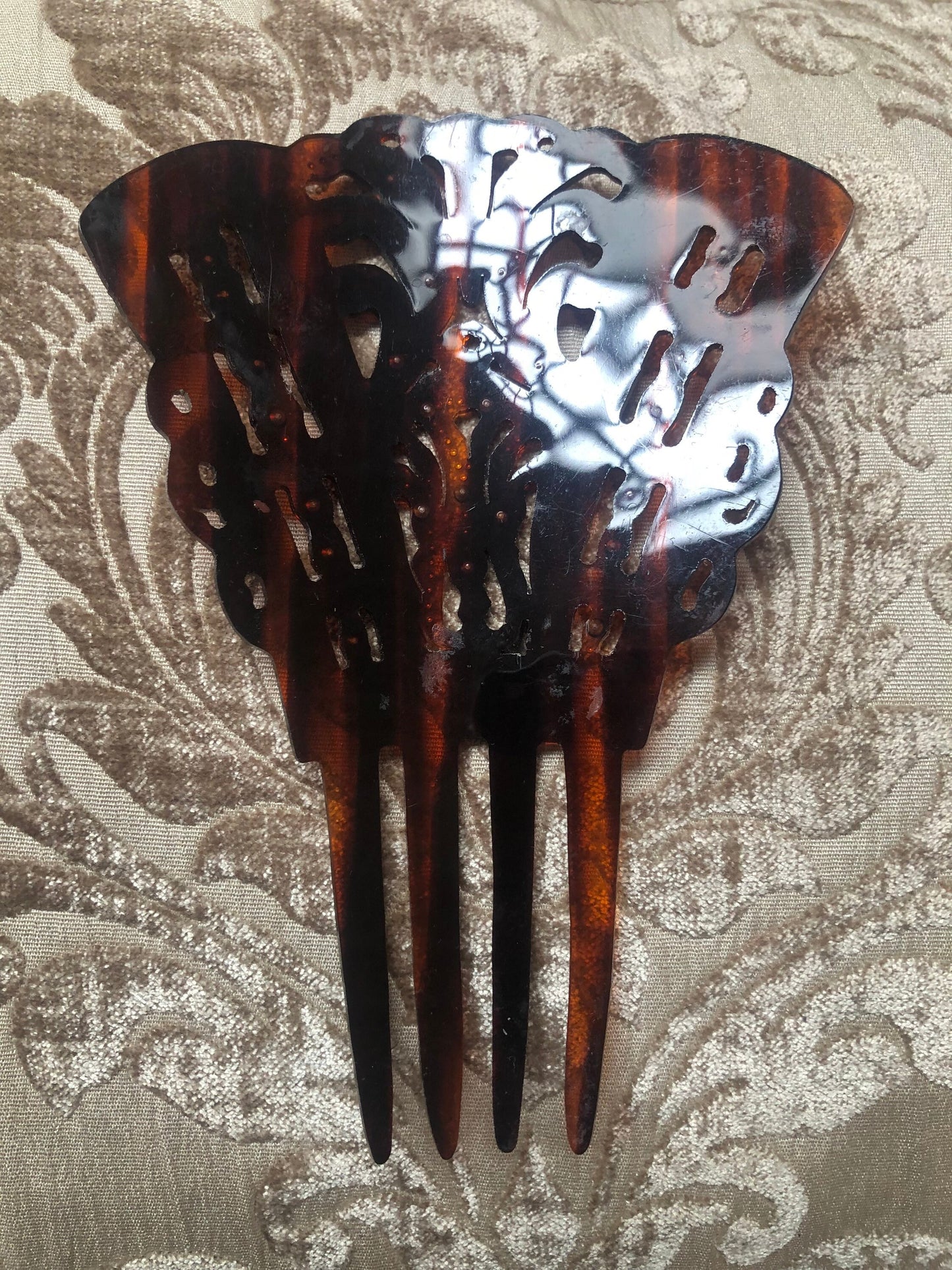 Vintage Tortoise and Rhinestone Spanish Style Comb
