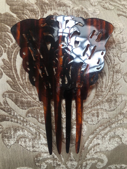 Vintage Tortoise and Rhinestone Spanish Style Comb