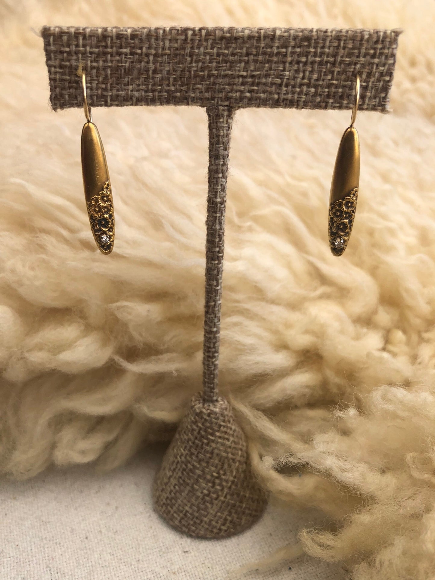 Antique Victorian Diamond Dangle 14k Gold Earrings