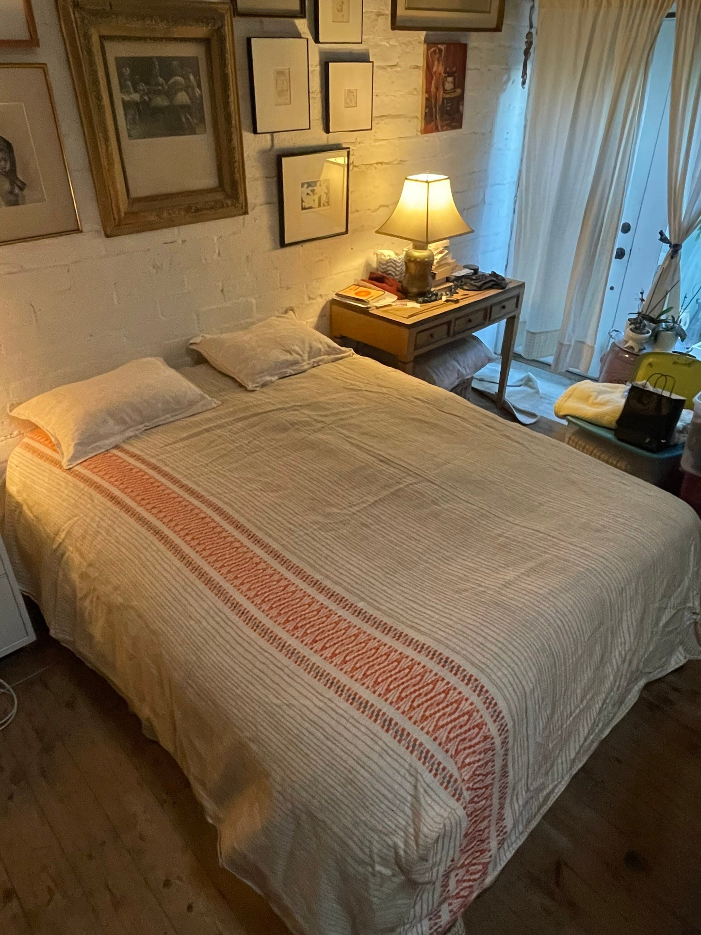 Vintage Handmade Mid Century Bed Spread and Bed Skirt
