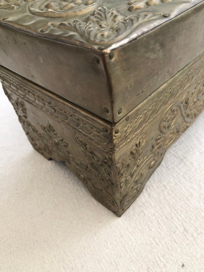 Vintage Brass Rectangular Treasure Box