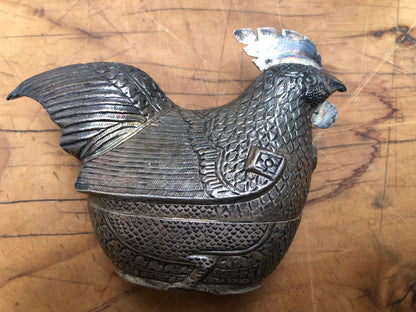 Vintage Handmade Silver Hen Box