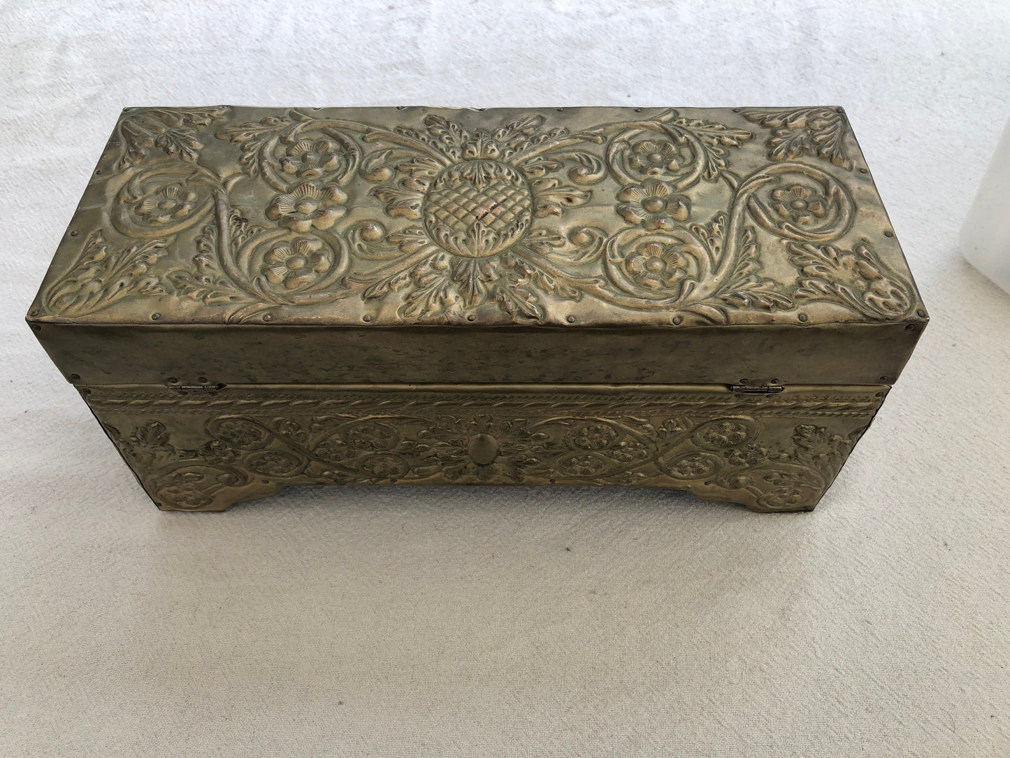 Vintage Brass Rectangular Treasure Box