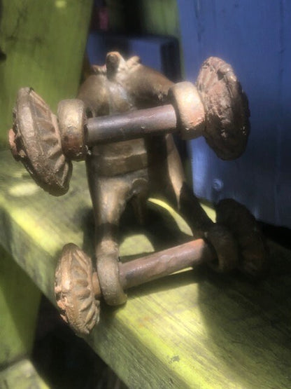 Antique Indian Bronze Horse Toy with Wheels