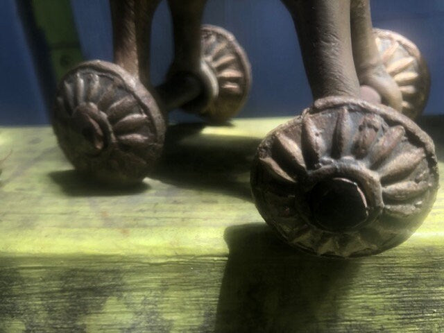 Antique Indian Bronze Horse Toy with Wheels