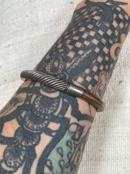 Antique Chinese Bamboo and Sterling Silver Bangle