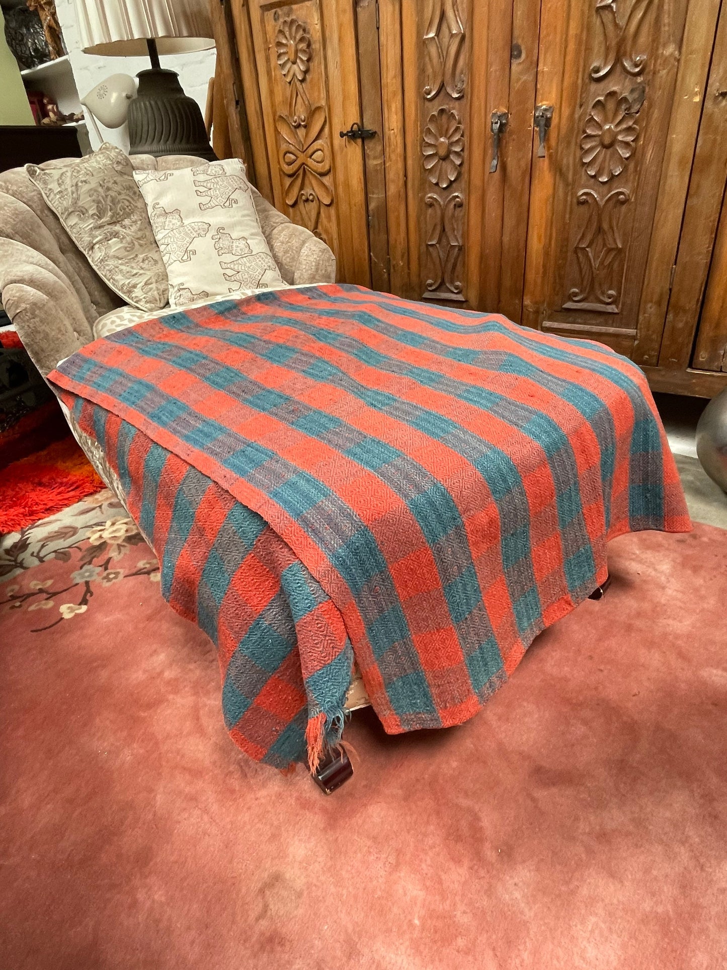 Vintage Americana Gingham Textile Throw