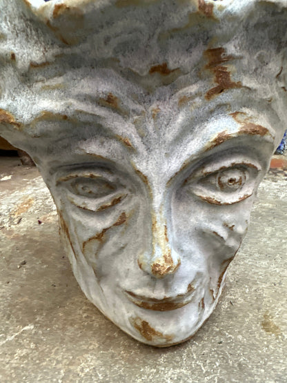 Vintage Blue Gray Double Face Vase Potteey