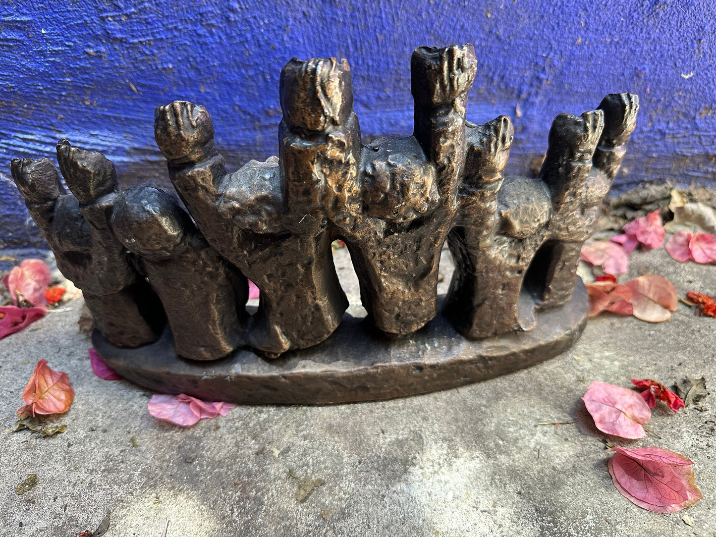Vintage Brutalist Metal Menorah