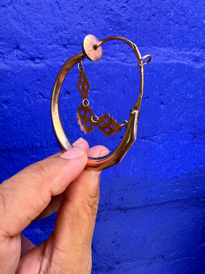 Antique Persian 14K Gold Hoop Earrings with Unusual Dangly Designs