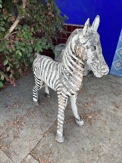 Vintage Paper Mache Hand Painted Zebra