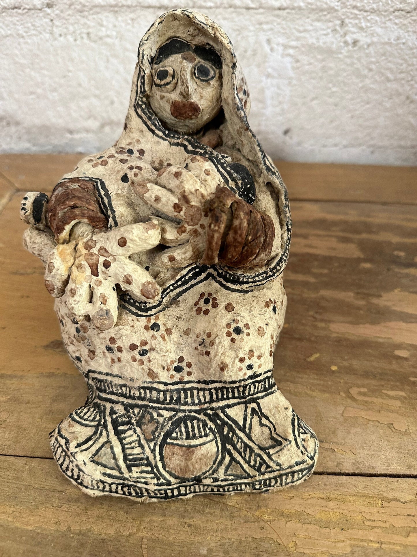 Vintage Paper Mache East Indian Mother and Baby