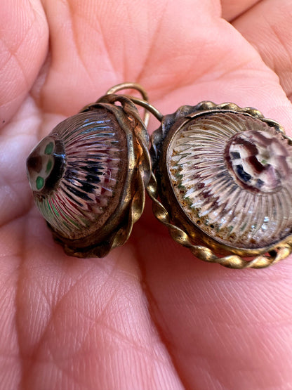 Victorian Glass and Foil Earrings