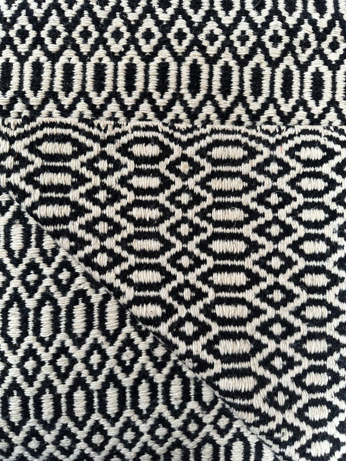 Vintage Handwoven Beige and Black Graphic Blanket