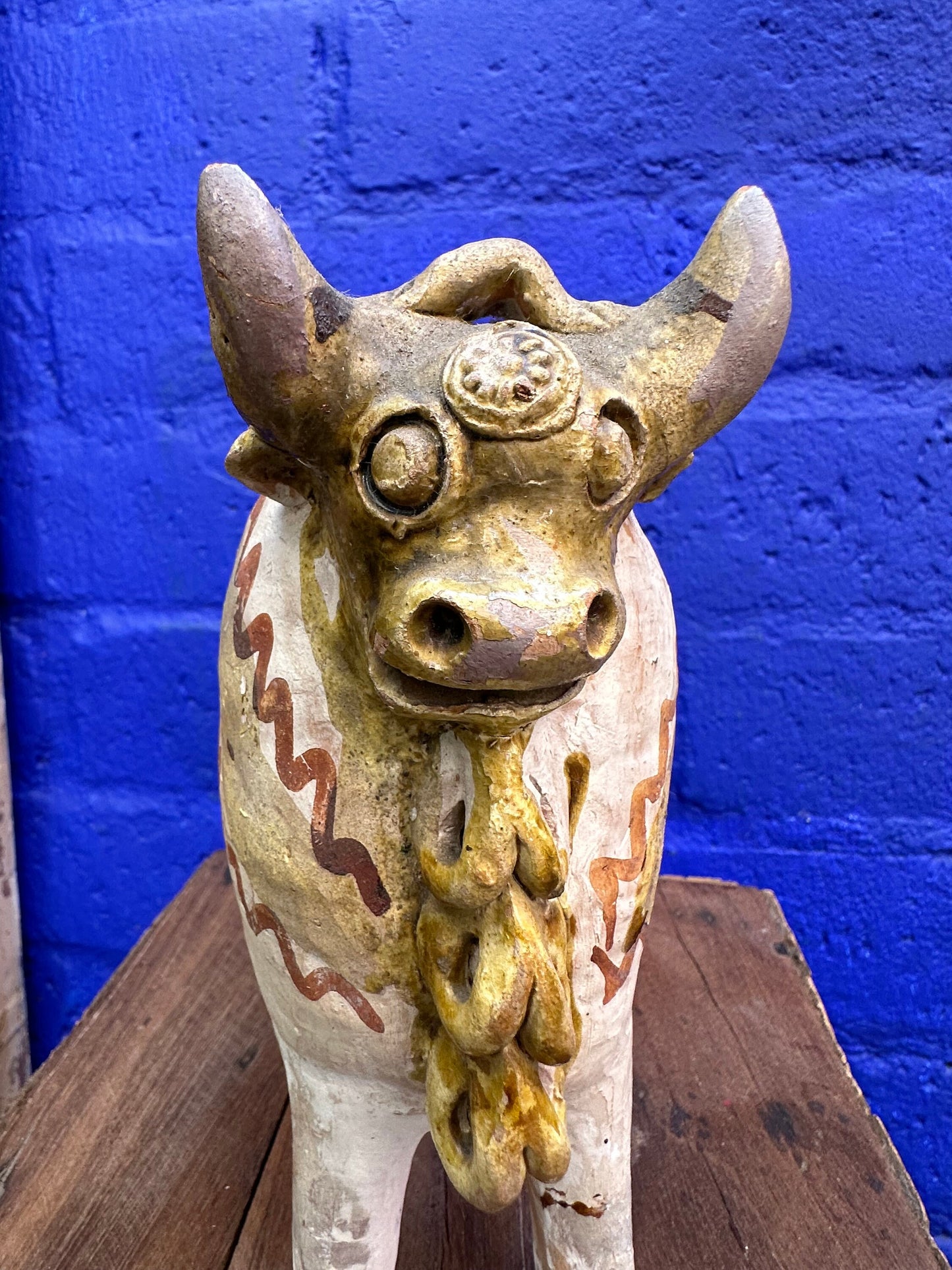 Antique Handmade Terracotta Peruvian Bull