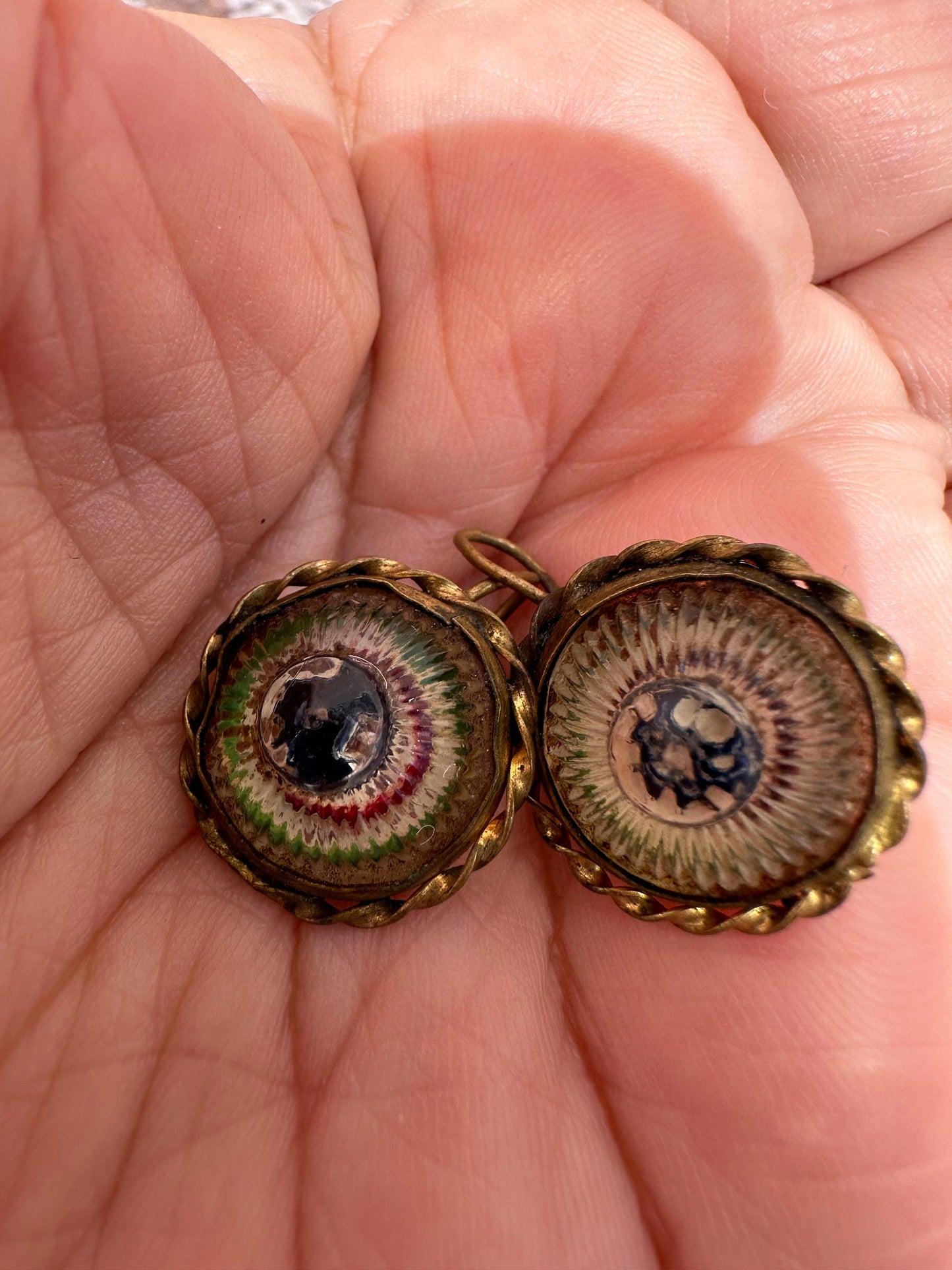 Victorian Glass and Foil Earrings
