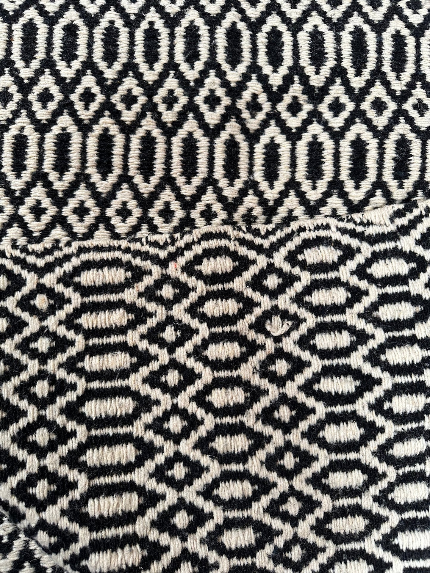 Vintage Handwoven Beige and Black Graphic Blanket