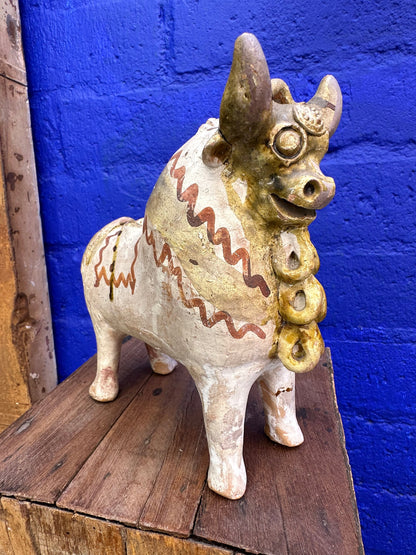 Antique Handmade Terracotta Peruvian Bull