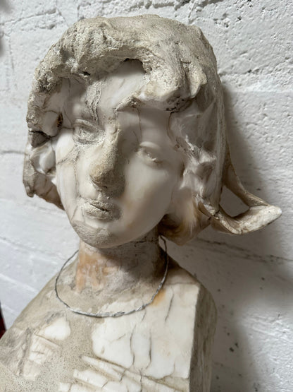 Marble And Cement Female Bust