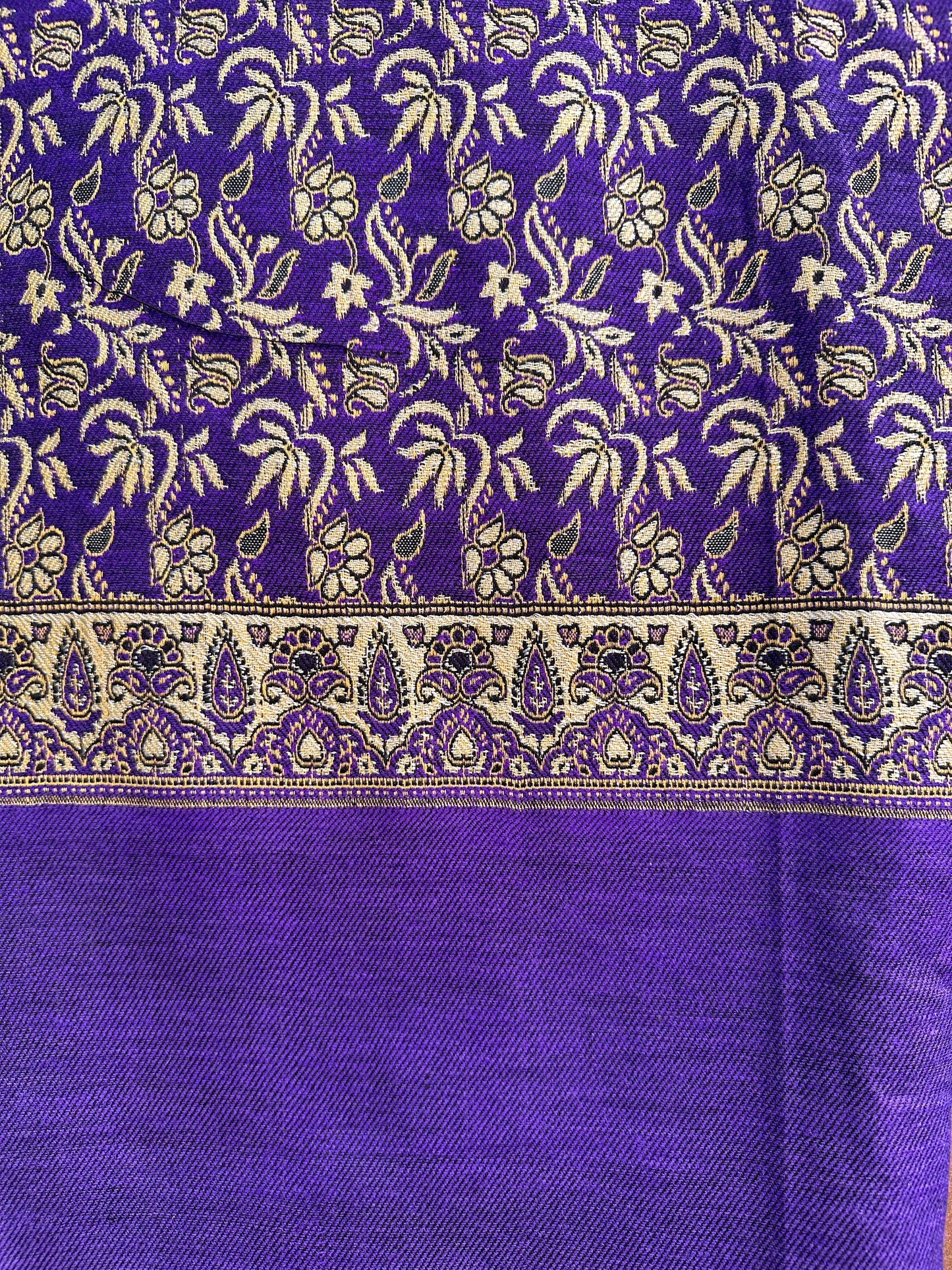 Purple and Gold Indian Textile or Shawl