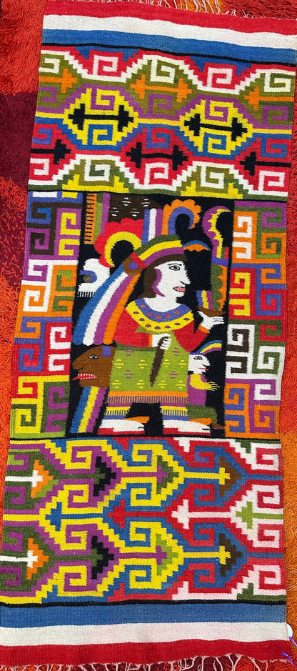Vintage Mexican Handwoven Colorful Tapestry