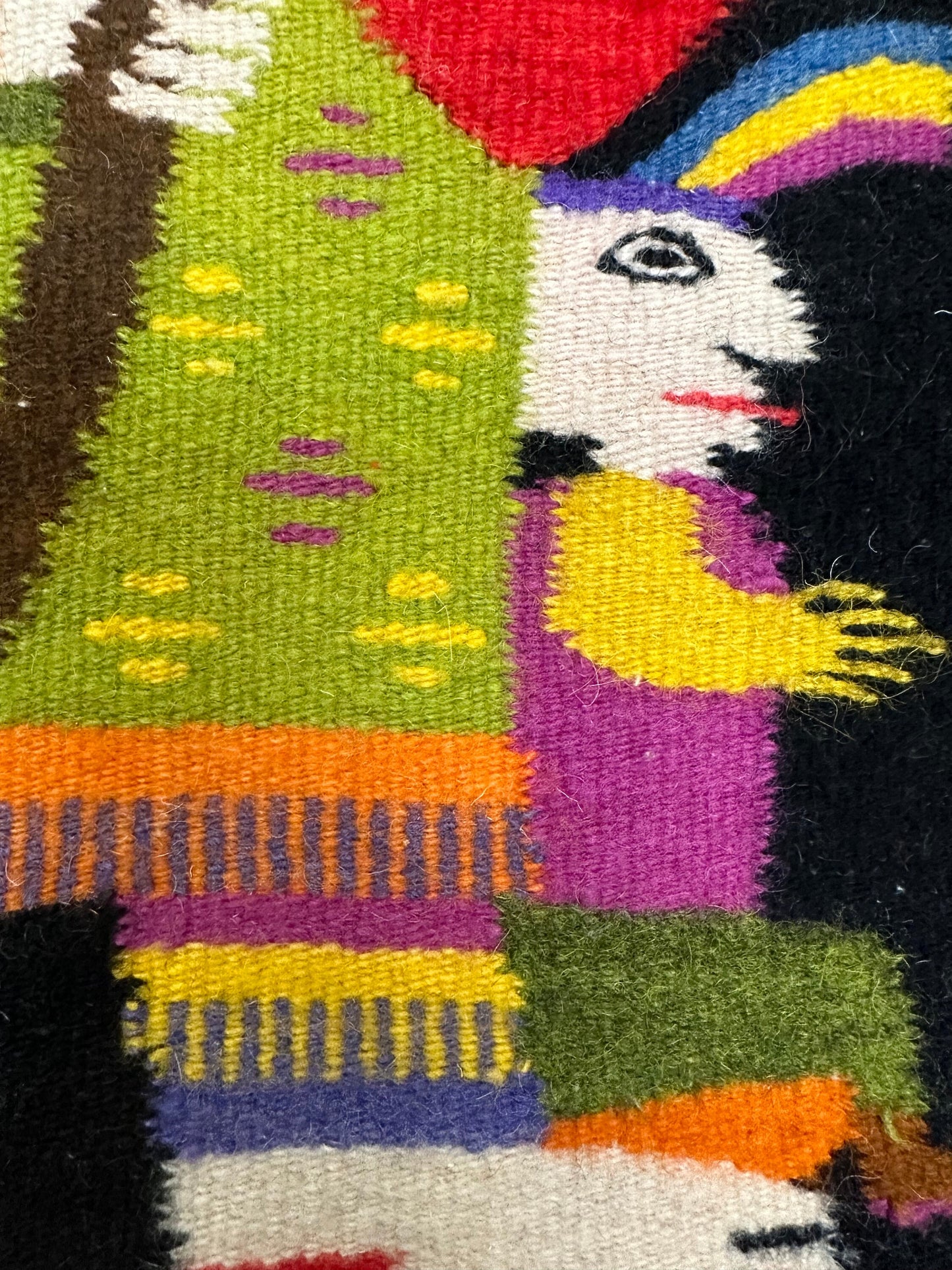 Vintage Mexican Handwoven Colorful Tapestry