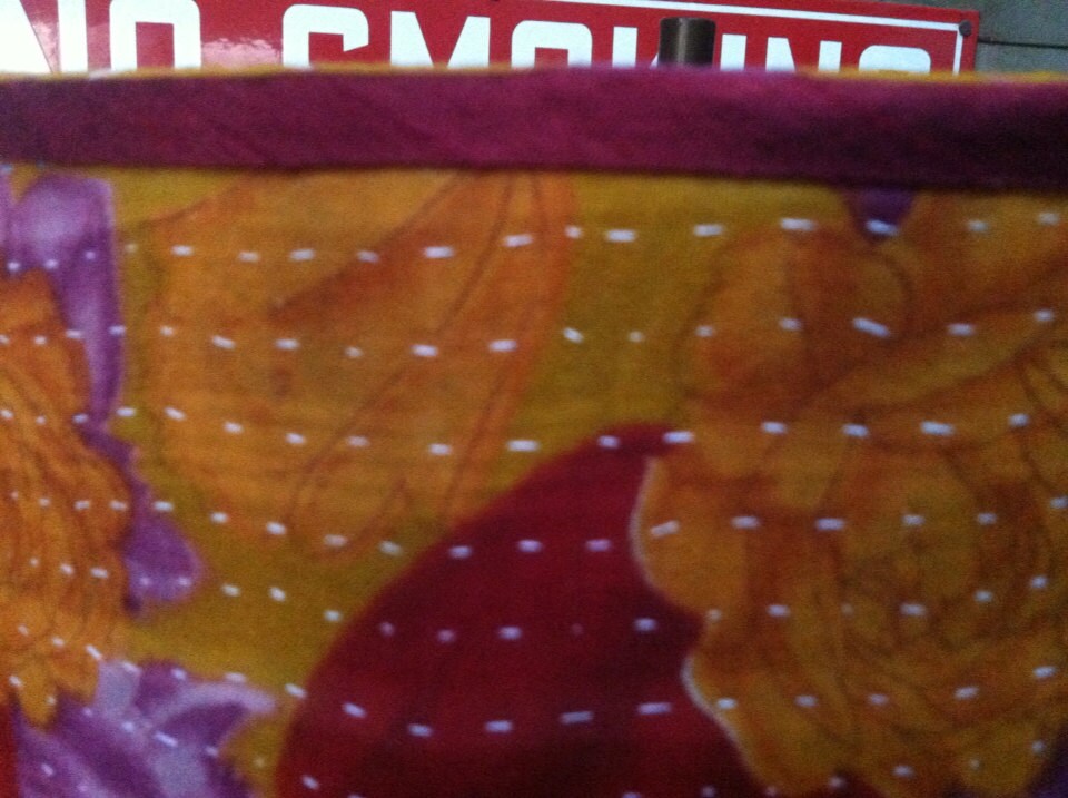 Indian Kantha Gold, Lavender & Maroon Custom Lampshade